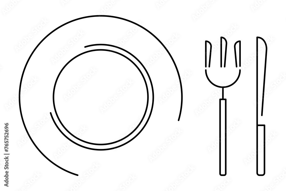 Restaurant line icon. Fork, knife and plate. Vector illustration isolated on white background. Restaurant line icon. Fork, knife and plate. Vector illustration isolated on white background.