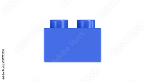 Royal Blue Block Isolated on a White Background. Close Up View of a Plastic Children Game Brick for Constructors, Side View. High Quality 3D Rendering with a Work Path. 8K Ultra HD, 7680x4320