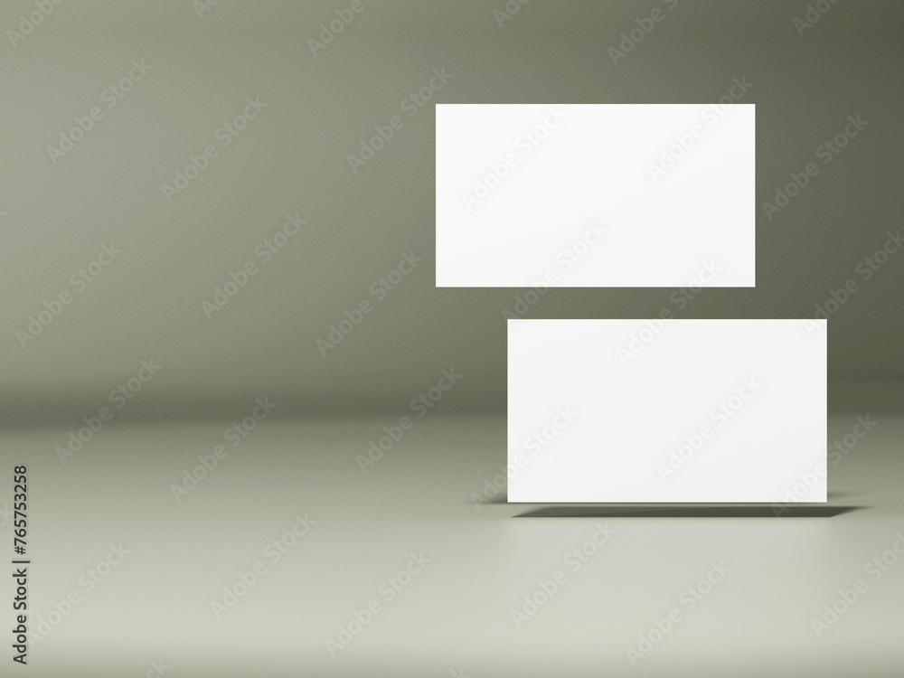 Realistic floating business branding cards template mockup. Realistic floating business branding cards template mockup.