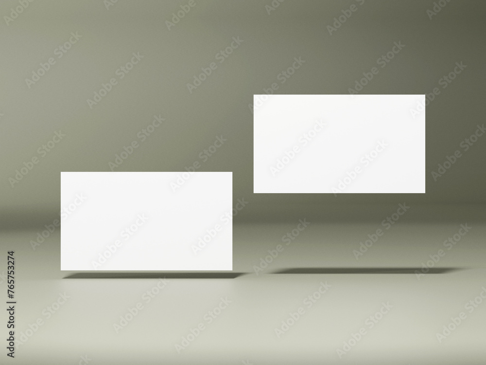 Realistic floating business branding cards template mockup. Realistic floating business branding cards template mockup.