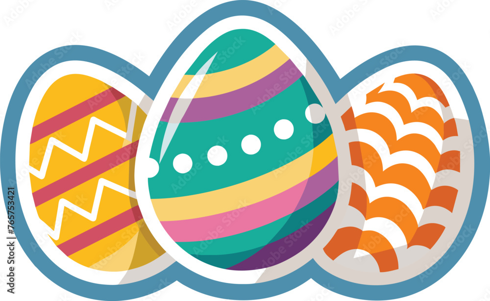 easter eggs sticker vector illustration, 