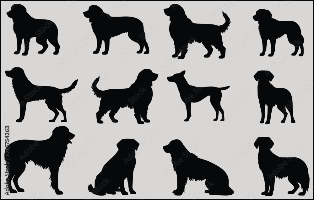 dog silhouettes set