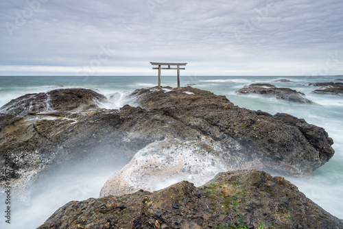 Oarai Isosaki Shinto shrine near the coast, Ibaraki Prefecture, Japan photo