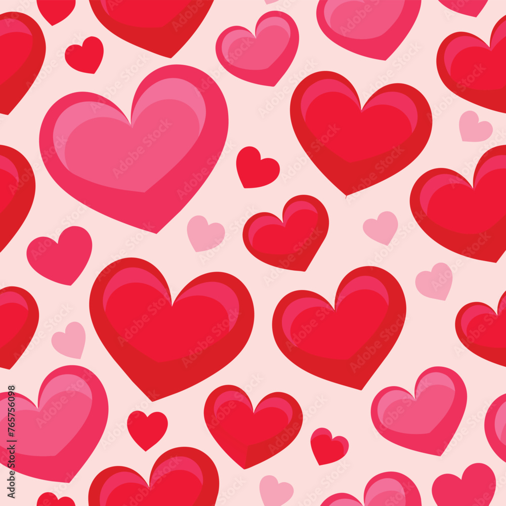 seamless pattern with hearts, Red love heart seamless pattern illustration