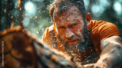 A muddy man in an obstacle race. © SashaMagic