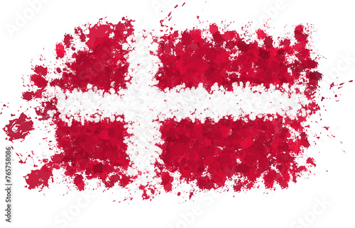 danish flag with paint splashes