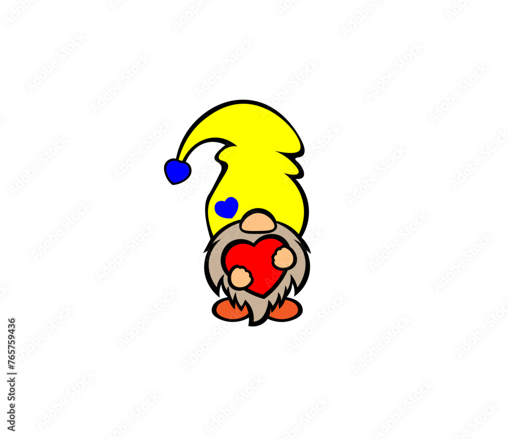 Vector illustration of a cartoon gnome with a cap Vector illustration of a cartoon gnome with a cap
