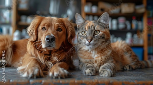 Cat and Dog Resting Together