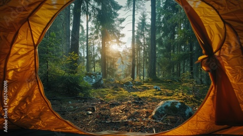 Tent Overlooking Majestic Mountains