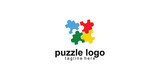 Simple puzzle logo design with unique concept| premium vector