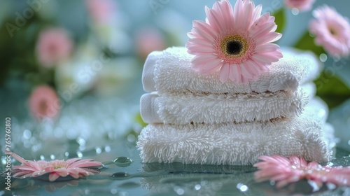 Stack of Towels With Daisies
