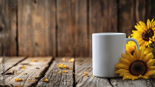 White Coffee Mug on Wooden Table