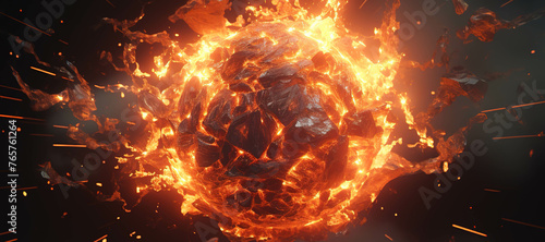 fireball rock explosion, blast, smoke 64