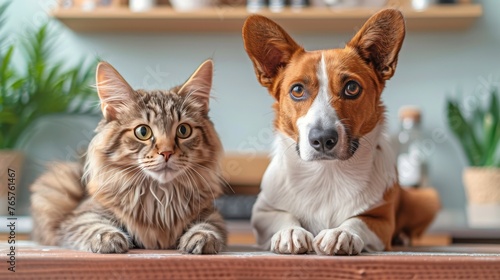 Cat and Dog Resting Together