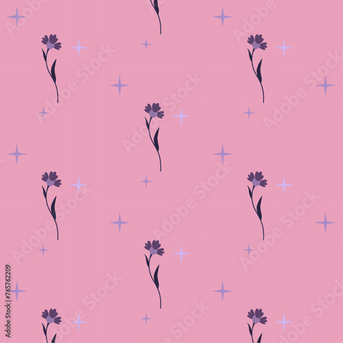 Delicate pattern with a flower. Flat simple. Vector illustration