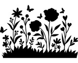 Botanical Serenity Iconic Black Symbol Featuring Wildflower Design, Easter Spring Design
