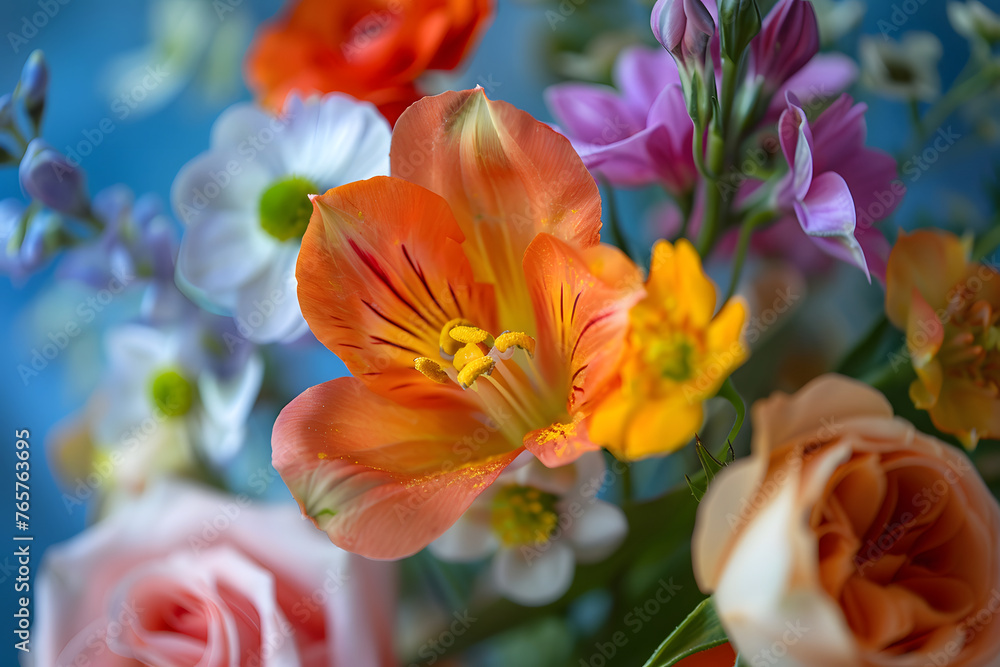the delicate petals and vibrant colors of a handcrafted floral arrangement the delicate petals and vibrant colors of a handcrafted floral arrangement