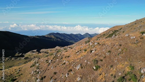 Majestic Heights: Aerial View of Rocky Mountains under Azure Sky
