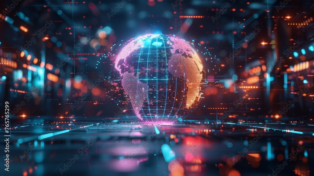 Digital representation of the Earth with glowing network connections, symbolizing global communication and data exchange. Digital representation of the Earth with glowing network connections, symbolizing global communication and data exchange.