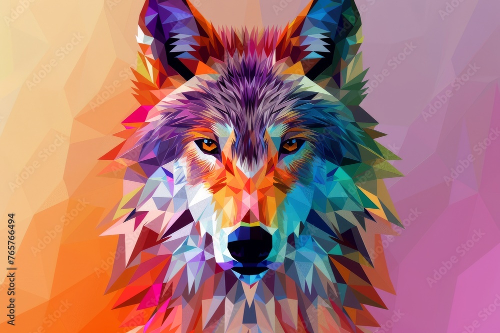An intense gaze of a wolf in stunning low-poly art style, set against a harmonious gradient of warm colors. An intense gaze of a wolf in stunning low-poly art style, set against a harmonious gradient of warm colors.