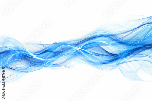 Blue Neon Motion isolated on white background. Blue light trail wave effect. Blue glowing line effect