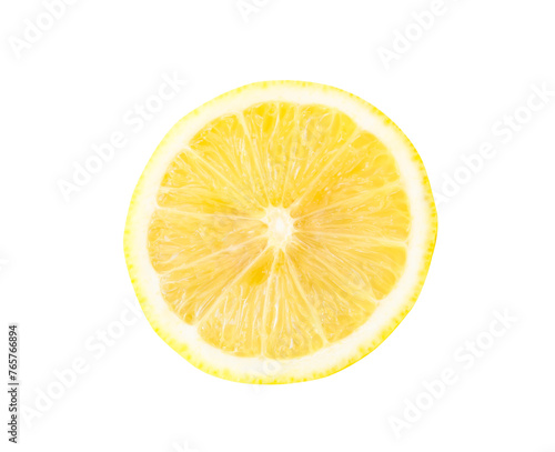 Top view of yellow lemon half isolated on white background with clipping path in png file format