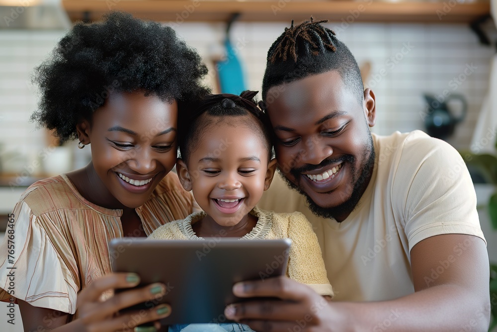 A man and two women engrossed in a tablet screen, sharing knowledge and enjoying a moment of technological connection. A man and two women engrossed in a tablet screen, sharing knowledge and enjoying a moment of technological connection.