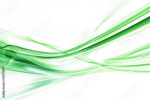 Green Neon Motion isolated on white background. Green light trail wave effect. Green glowing line effect