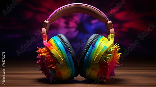 Rainbow colorful Headphones