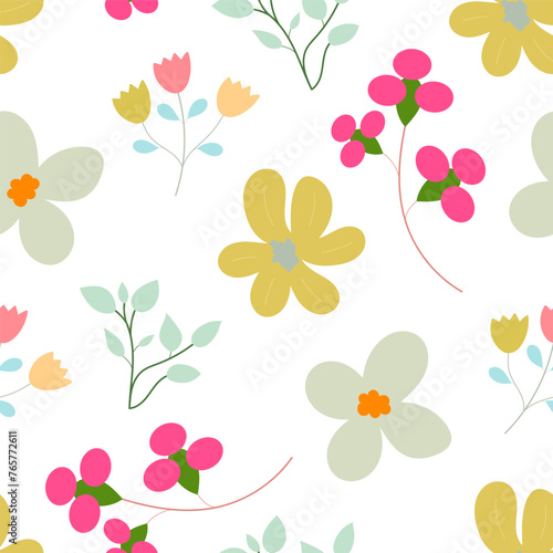 Flower plant seamless pattern, ornament for beautiful design.