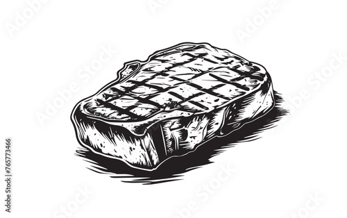 Grilled steak, Hand drawn style, vector illustrations	
