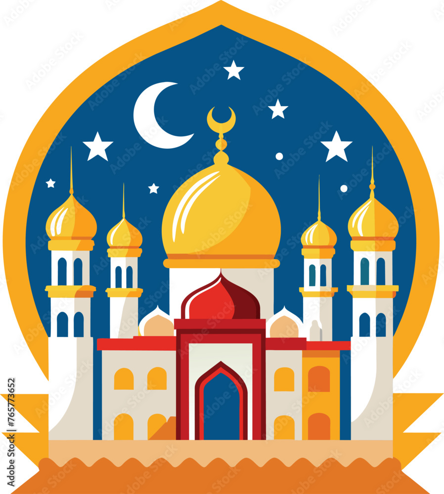 mosque with star and crescent vector illustration graphic design vector illustration 