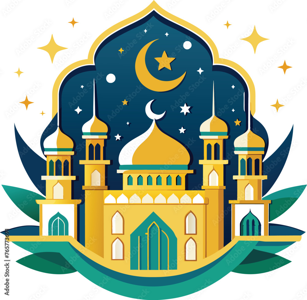 Mosque icon in flat style. Mosque vector illustration on white background.