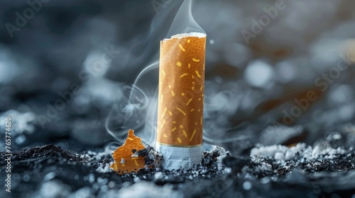 A symbolic image of a cigarette extinguished in a pile of ash, representing the decision to quit smoking and promote lung health