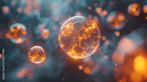 An HD view of atoms in their purest form, each nucleus and electron distinct and luminous against the backdrop of air, creating a breathtaking visual feast