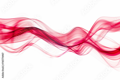 Red Neon Motion isolated on white background. Red light trail wave effect. Red glowing line effect