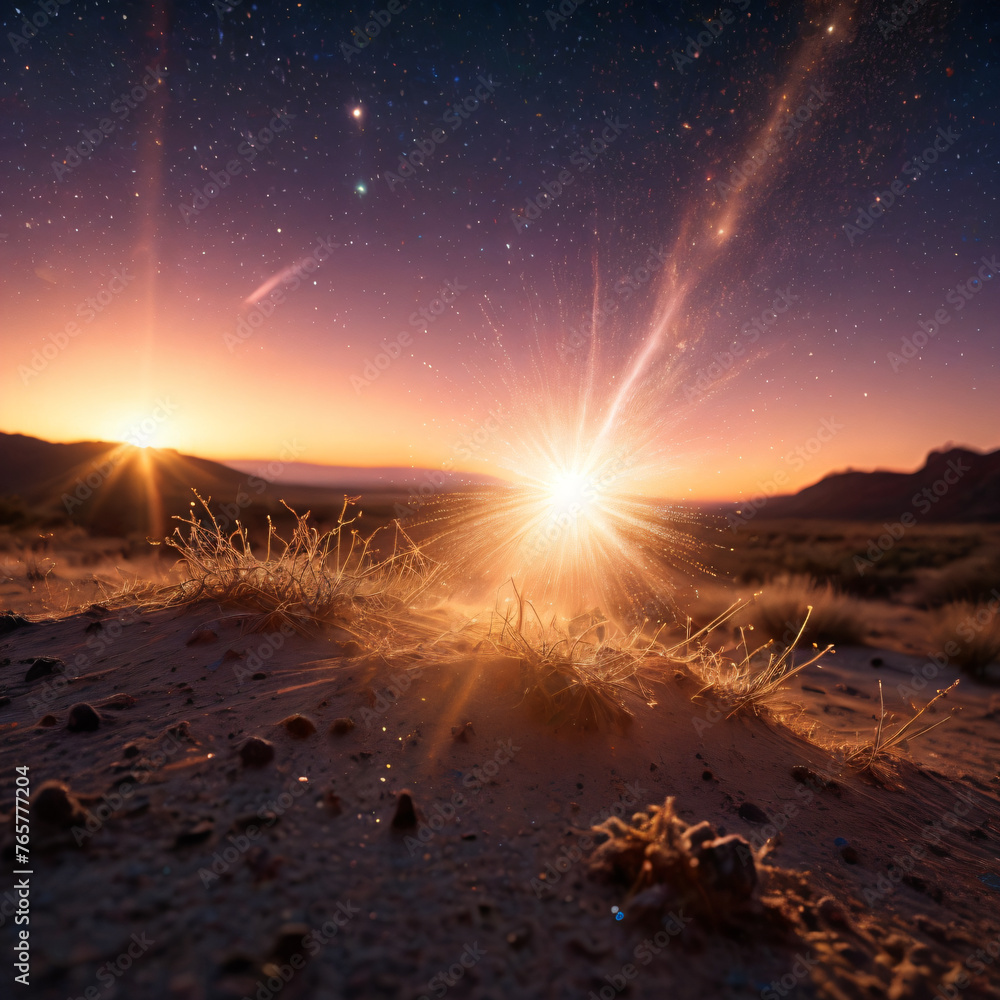 Desert Glow under Northern Lights - obrazy, fototapety, plakaty 