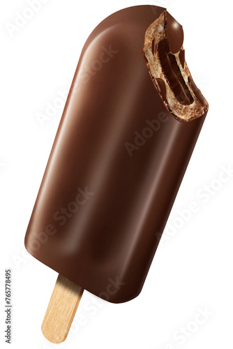 Chocolate popsicle with chocolate coating and creamy filling photo