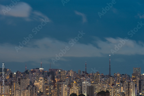 Skyline of the Center of São Paulo at night. photo