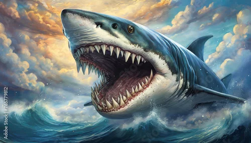 Obraz Rekin, surrealistyczny krajobraz