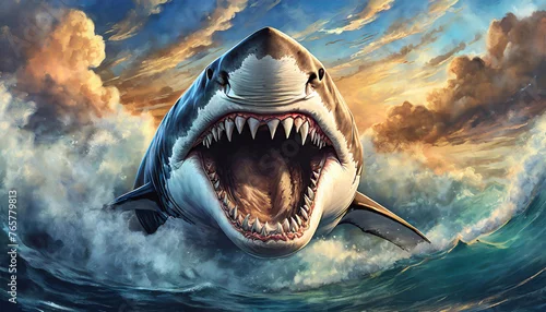 Obraz Rekin, surrealistyczny krajobraz