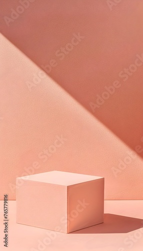 Pastel Pink Geometric Cube in Minimalist Studio Setting