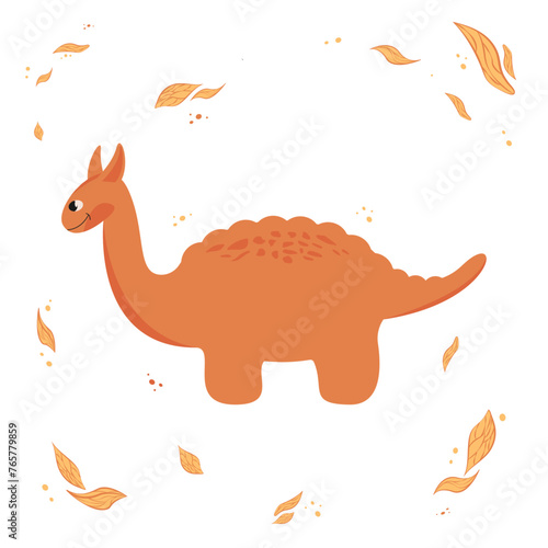 Cute dinosaur white isolated background. Children's pattern in flat style. Cute funny dinosaur for nursery, print, packaging and clothing.