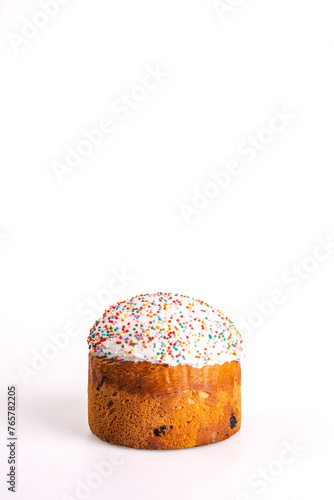 Traditional Orthodox Easter Bread, Kulich, Isolated on White Background