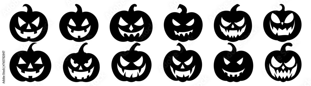 Obraz premium Halloween pumpkin silhouette set vector design big pack of illustration and icon