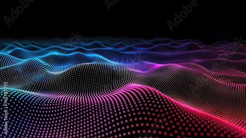 abstract background with data mesh wave in purple, light blue, and black