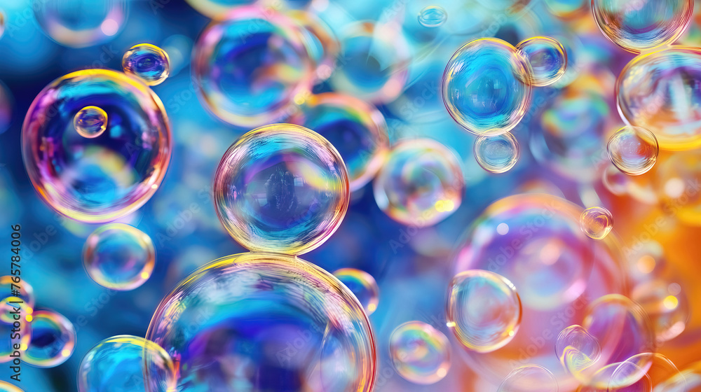 Soap bubbles abstract light illumination, abstract background