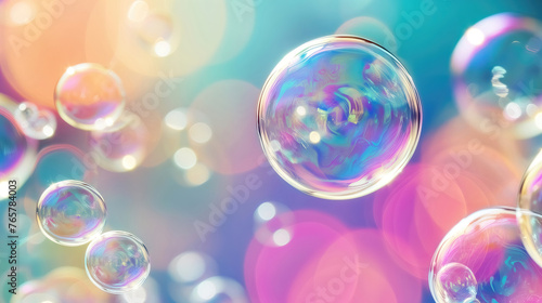 Soap bubbles abstract light illumination, abstract background