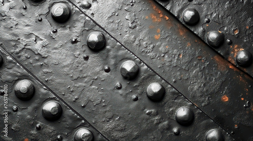 Old rusty metal texture background with rivets.