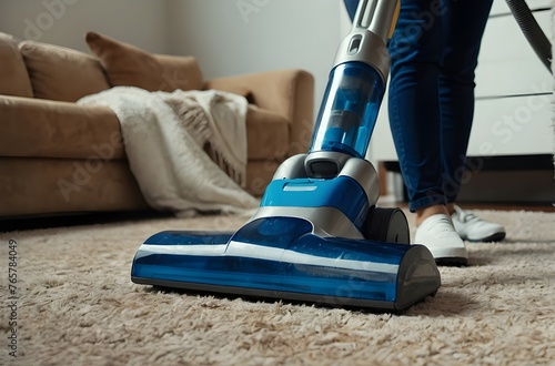 person cleaning floor with cleaner